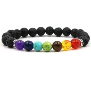 7 Chakra Bracelet with Lava Stones