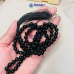 Black Hakik Japa Mala 108 Beads in hands