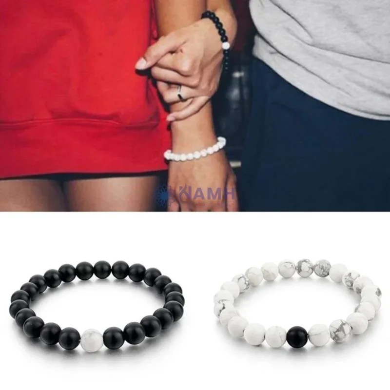 Howlite & Black Agate Matte Bracelet Combo