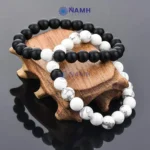 Howlite & Black Agate Matte Bracelet Combo