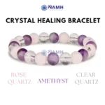 Amethyst Rose Quartz and Clear Quartz Combination Bracelet