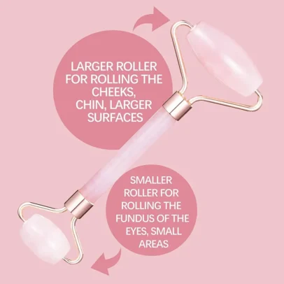 Rose Quartz Face Roller Face Massager both side how to use image