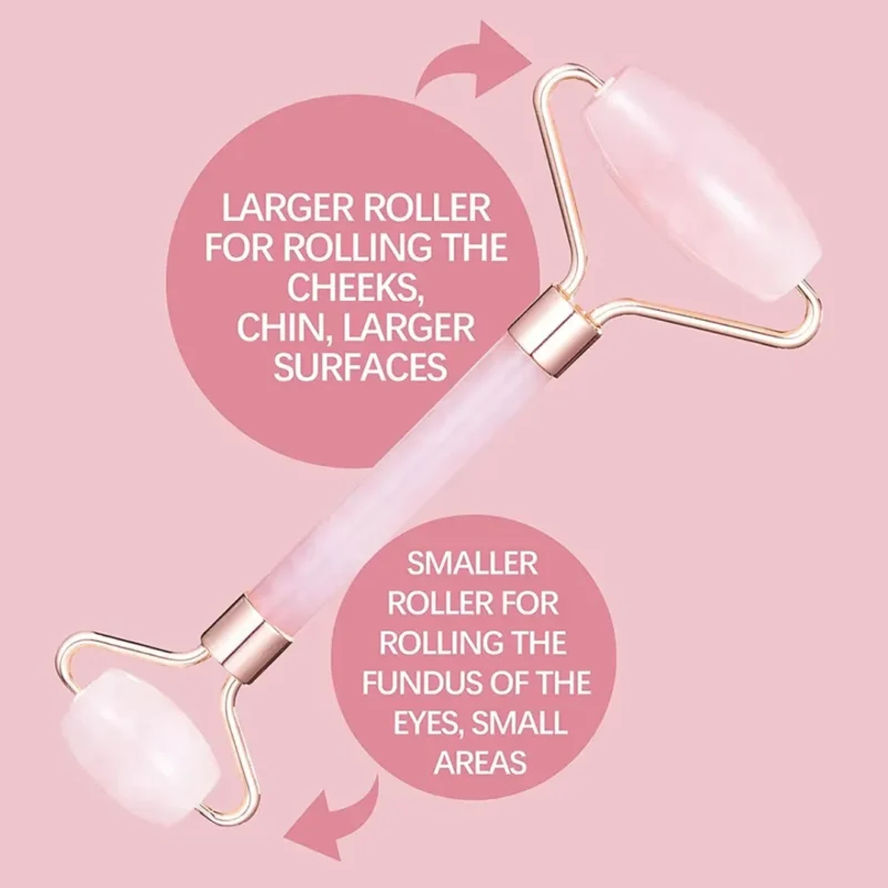 Rose Quartz Face Roller Face Massager both side how to use image
