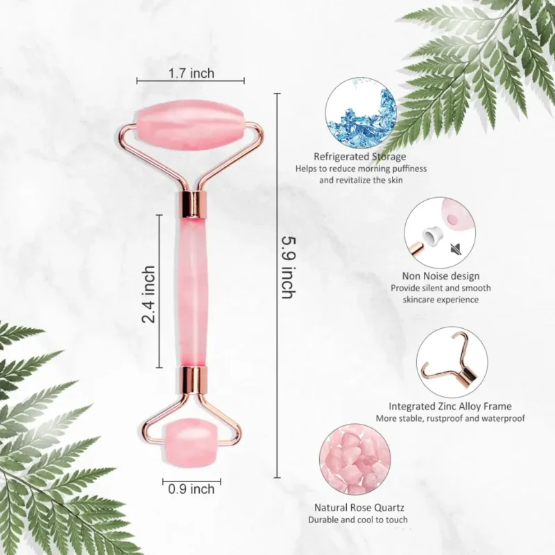 Rose Quartz Face Roller Face Massager - Image 3