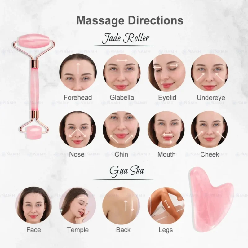 Rose Quartz Face Roller Face Massager massage direction how to use
