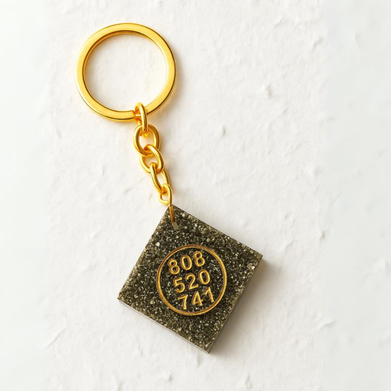 Pyrite Keychain with Zibu Symbol