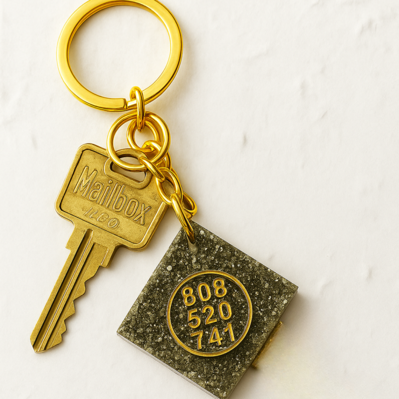 Pyrite Keychain with Zibu Symbol