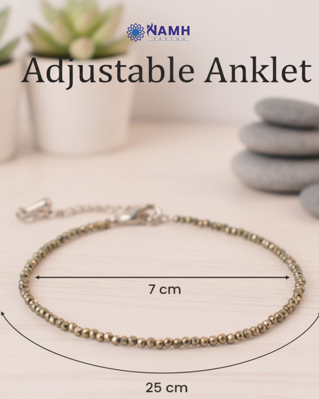 Pyrite Anklet for Protection & Prosperity | Pyrite Crystal Anklet for Abundance, Confidence & Energy Balance - Image 5