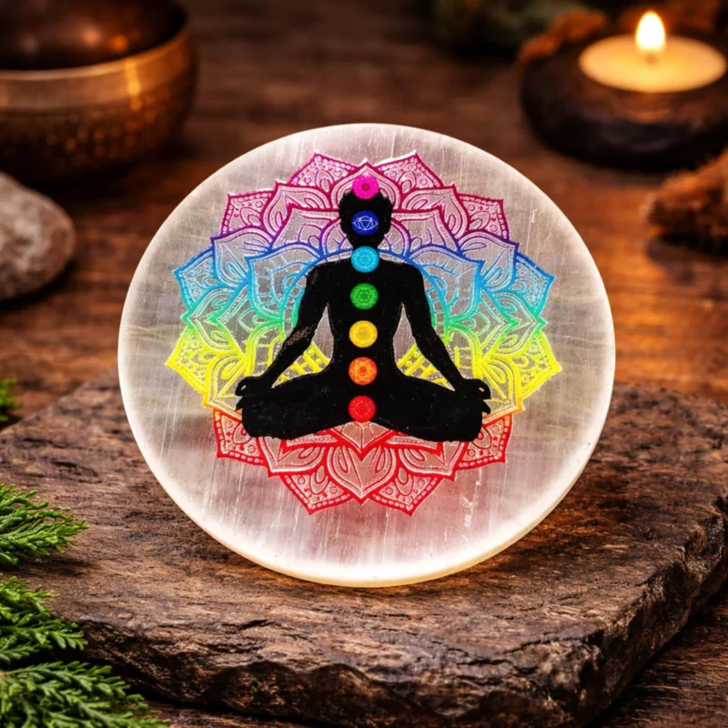 7 chakra selenite plate