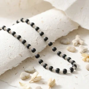 Karungali Malai with Silver Cap Plated