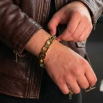 Metal Dhan Yog Bracelet Gold on men hand