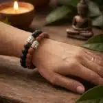 Rudraksha & Karungali Bracelet Combo in woman hand