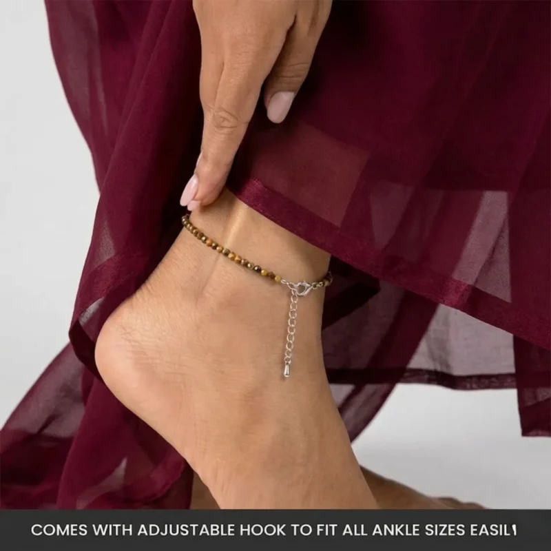 tiger eye anklet on women leg